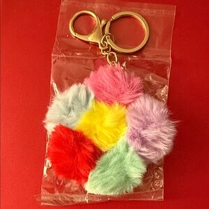 Colorful Fur Pom Pom Keychain